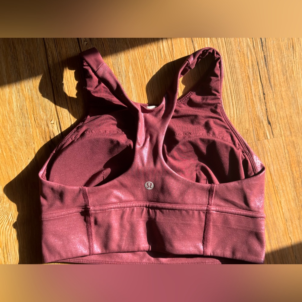 lululemon athletica Shiny Burgundy High-Neck Sports Bra size 8